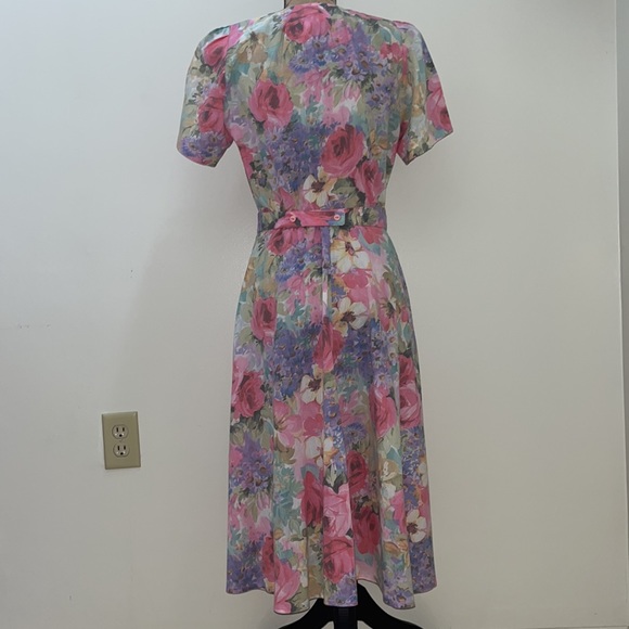 Vintage 80s Floral Midi Dress - Picture 10 of 14